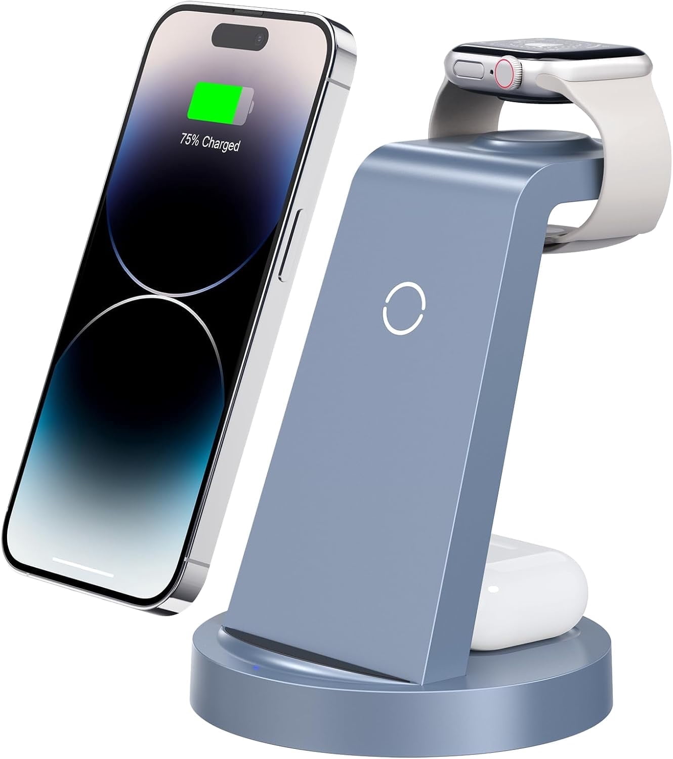 ETEPEHI Wireless Charger - 3 in 1 Charging Station Compatible for iPhone & iWatch - Charging Stand Dock for AirPods (Blue)