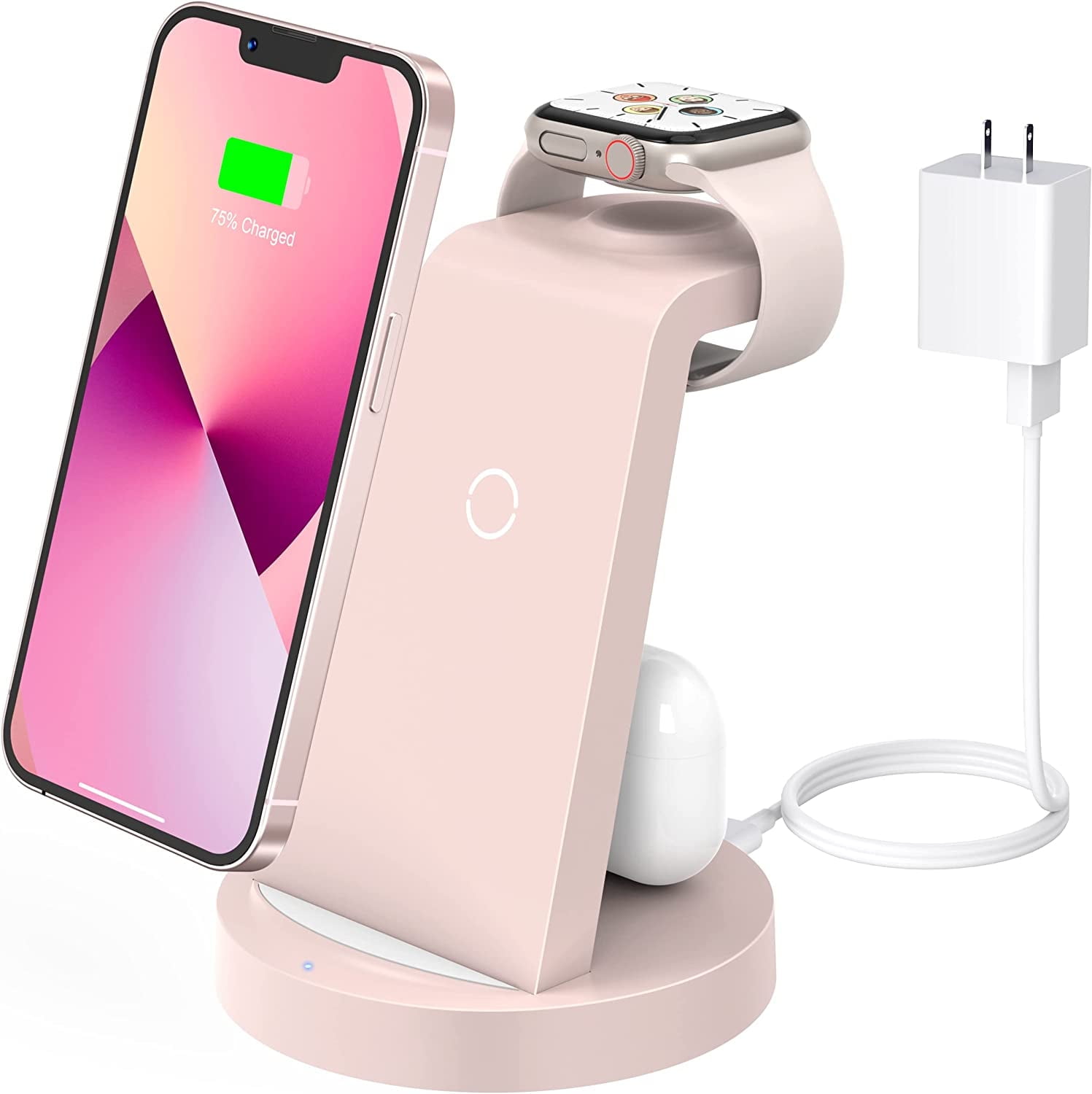 ETEPEHI Wireless Charging Station: 3 in 1 Wireless Charger for iPhone  15/14/13/12/11/Pro - Fast Charging Stand Dock for Apple Watch Series &  Airpods (with Adapter) 