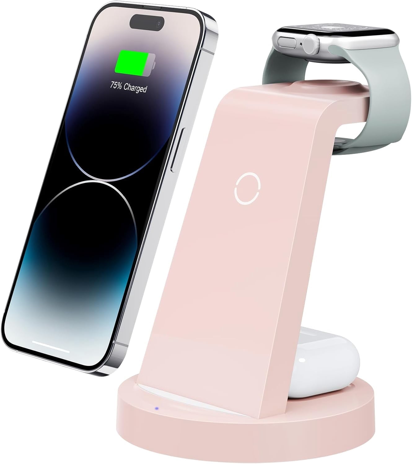 ETEPEHI Wireless Charging Station: 3 in 1 Wireless Charger Compatible for iPhone iWatch Airpods -Pink