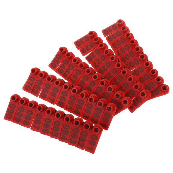 ETEREAUTY 100Pcs Red Animal Identification Ear Tags for Livestock Numbered Lightweight Farm Management