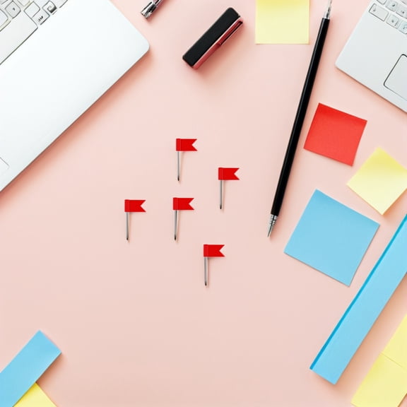 ETEREAUTY Map Flag Markers, Red Plastic and Iron Push Pins by , Ideal for Travel Planning, 100Pcs