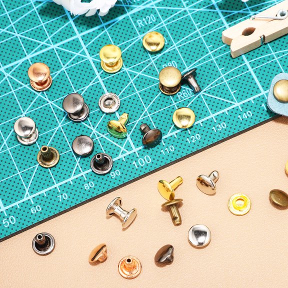 ETEREAUTY 100Pcs Rivet Kit Double Sided Metal Rivets for Fabric Crafting Multipurpose