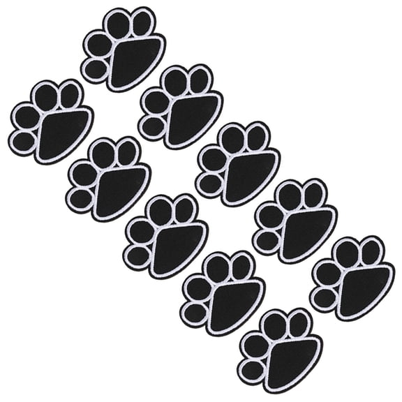ETEREAUTY 10Pcs Black Cloth Dog Paw Patch Stickers for Clothes Repair and Outfit Refresh