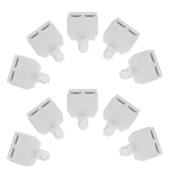 ETEREAUTY 10Pcs Compact White Rj11 Dual Female Phone Jack Adapter for Home Office Phone Line Expansion