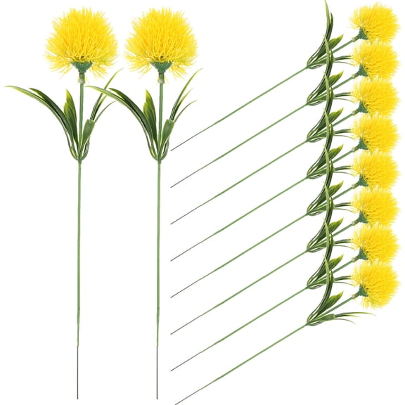 ETEREAUTY 10Pcs Lifelike Faux Dandelions Yellow Decorative Flowers for Home Wedding Party
