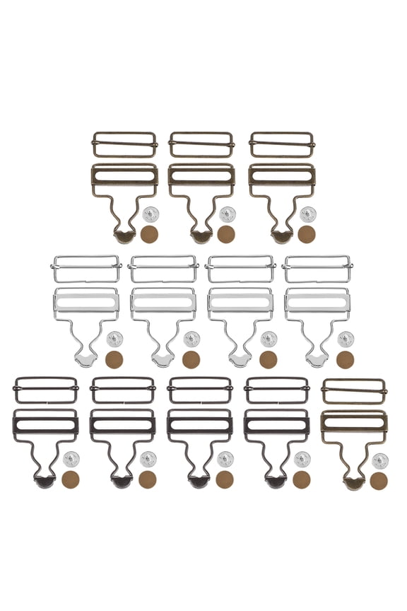 12Sets Metal Suspender Buckles Adjustable Overall Clips Replacement for Denim Pants
