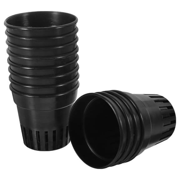 ETEREAUTY 12Pcs Black Plastic Plant Cups Garden Net Pots with Uv Resistance and Easy Cleaning