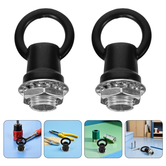 ETEREAUTY 12Pcs Black Threaded Eye Nuts for Ceiling Hook Mounting Set Heavy Duty Lamp Fitting Accessories