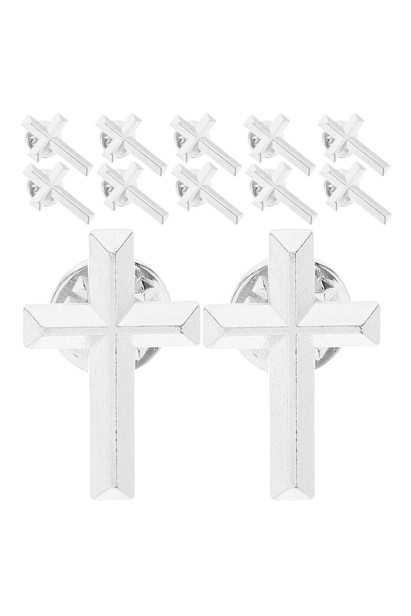 12Pcs Durable Alloy Cross Pin Brooches Metal Lapel Stickpins for Clothing Hats and Bags