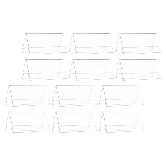 ETEREAUTY 12Pcs Clear Plastic Name Tent Holders Double Sided Desk Name Plate Holder for Office