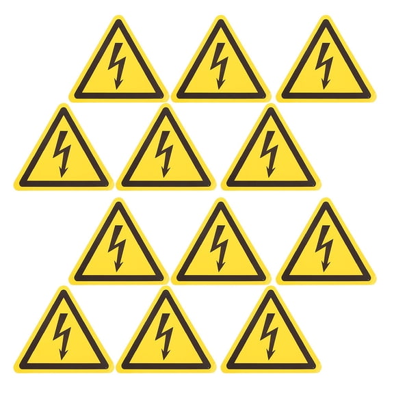 ETEREAUTY 12Pcs Electric Shock Warning Stickers Yellow Triangle Safety Labels for Equipment