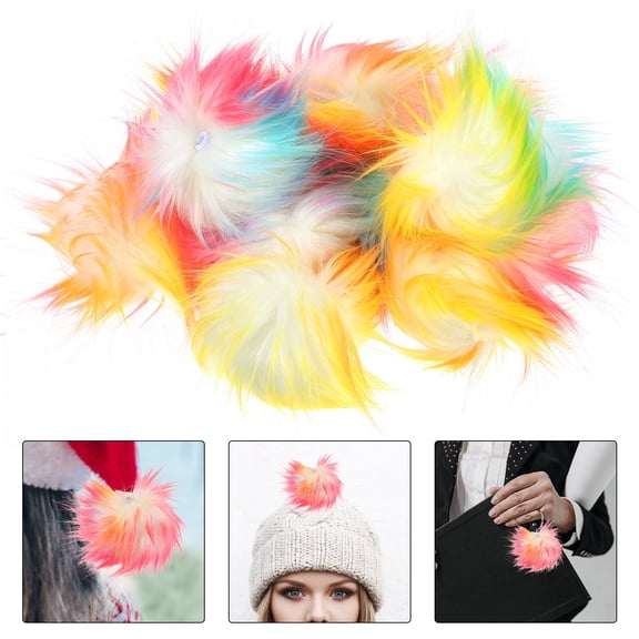 ETEREAUTY 12Pcs Pom Poms For Hats Buttons Faux Fur Pompom Multi Colored DIY Decoration Birthday