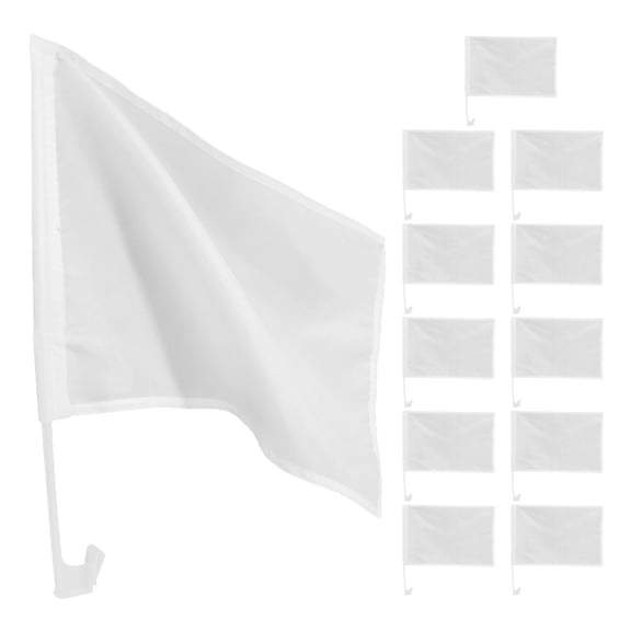 ETEREAUTY 12Pcs White Blank Signal Flags for Match and Race Car Window Decoration