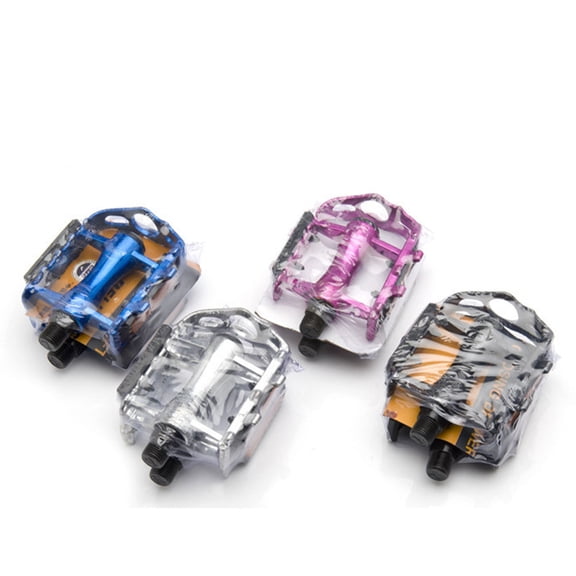ETEREAUTY 1Pair Plated Silver Mountain Pedal Aluminum Alloy Platform with Reflective Stripe for Safer Night Riding
