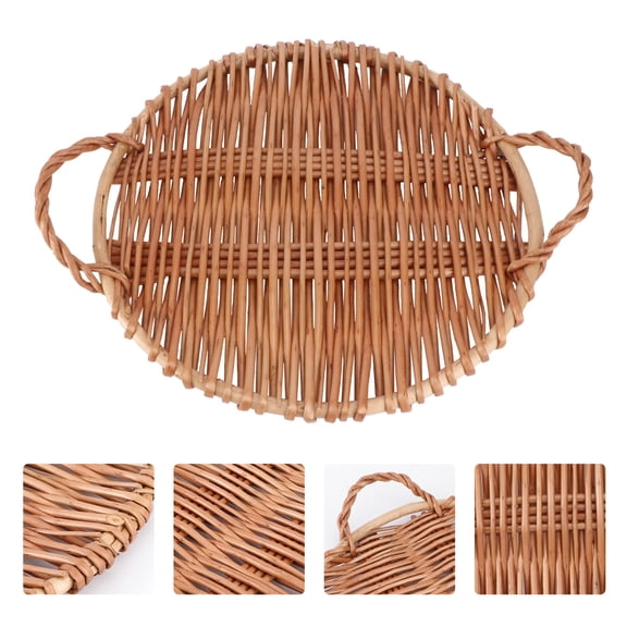 ETEREAUTY 1Pc Brown Willow Service Plate for Dessert Candy Snack Display Kitchen Tray