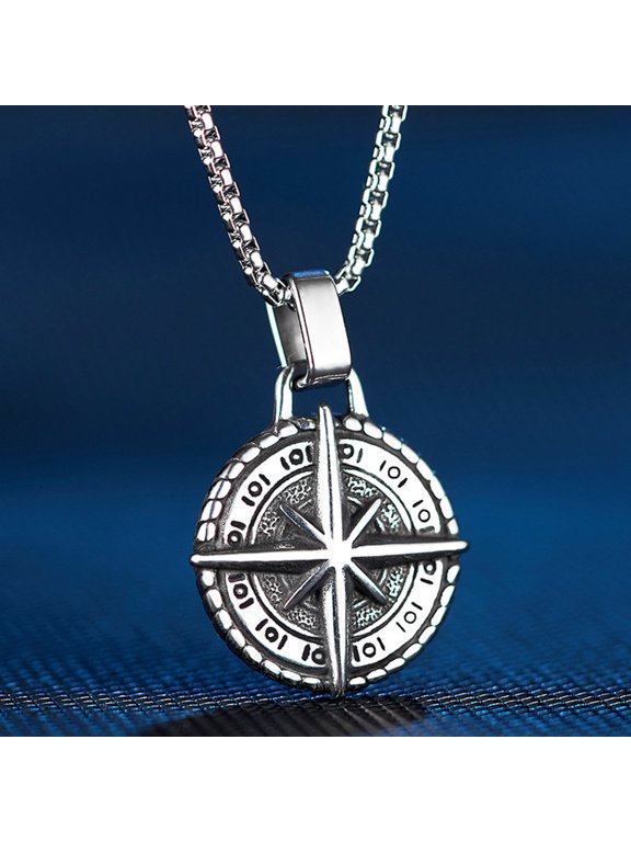 1Pc Compass Pendant Necklace Decorative Retro Neck Chain Male Accessory for Daily Wear