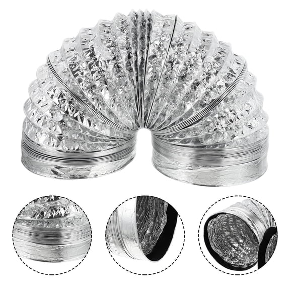 ETEREAUTY 1Pcs Flexible Aluminum Foil Vent Pipe for Kitchen Accessory Practical Design Silver