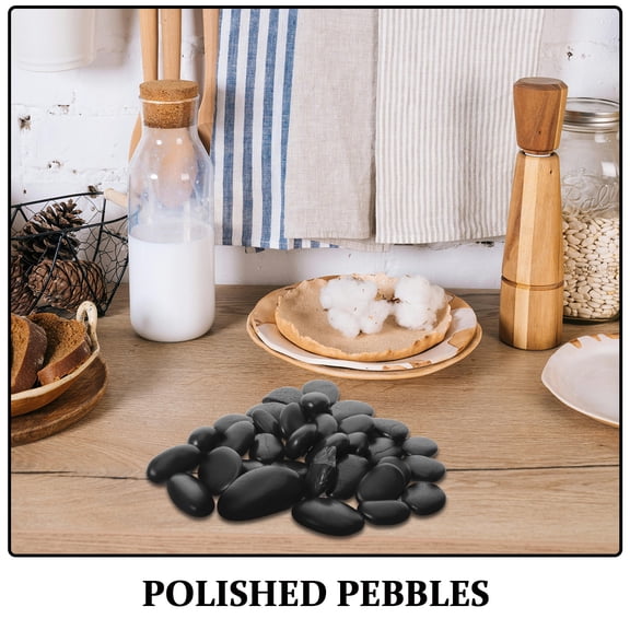 ETEREAUTY Black Heat Stones Set for Cooking BBQ Steak Grills - Natural River Rock Pebbles for Outdoor and Indoor Use