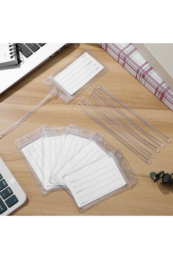 1Set Clear Bag Tags for Travel with Resilient Loops and Stylish Transparent Label Holders
