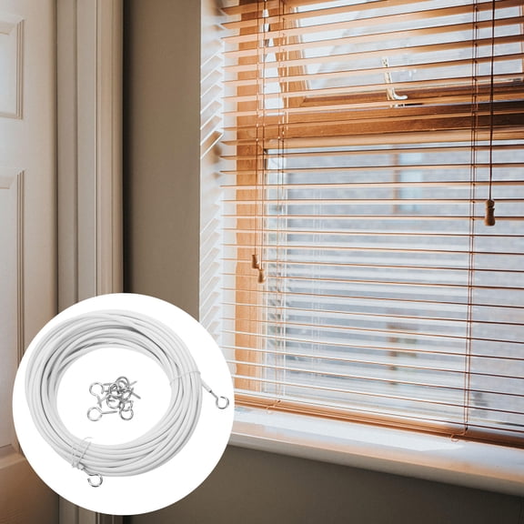 ETEREAUTY 1Set White Curtain Wire Hanging System with Hooks for Window Drapes and Picture Frames