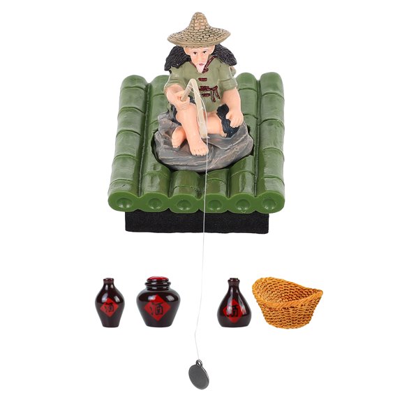 ETEREAUTY 1Set Floating Old Man Fishing Statue for Fish Tank Aquarium with Handcrafted Design Assorted Color