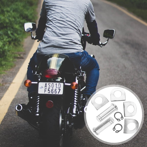 ETEREAUTY 1Set Motorcycle Footrest Pedal Pads with Mount Kit Plated Silver Aluminum Alloy Durable Support