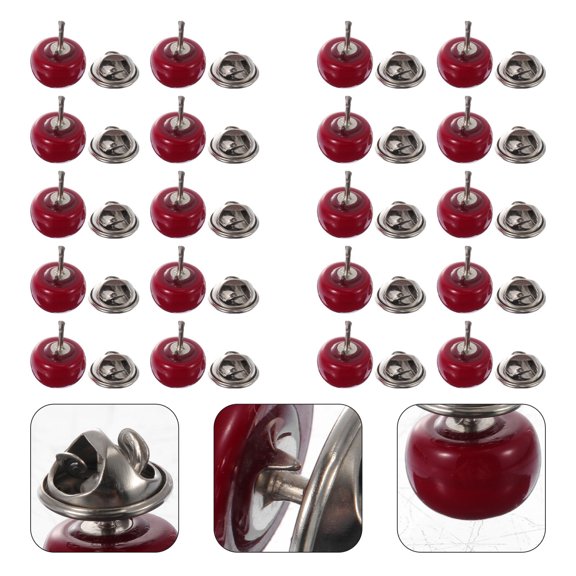 ETEREAUTY 20Pcs Dark Red No Sewing Buttons for Clothes Decoration and Collar Fixing