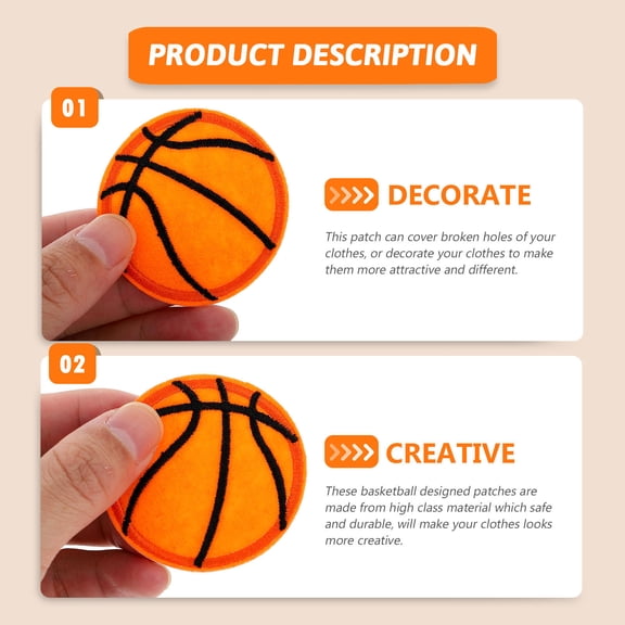 ETEREAUTY 20Pcs Multipurpose Orange Sewing Patches for Clothes Basketball Embroidered Applique