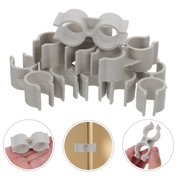 ETEREAUTY 20Pcs Beige Plastic Double Port Pipe Clamps for Dustpan and Broom Connection