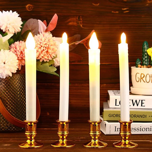 ETEREAUTY 24Pcs Creative Plastic Candlestick Craft Golden Tone for Living Room and Bedroom Decor