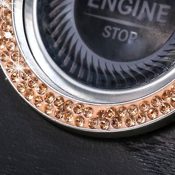 ETEREAUTY Bling Car Engine Ring Golden Rhinestone Stylish Accessory 2Pcs