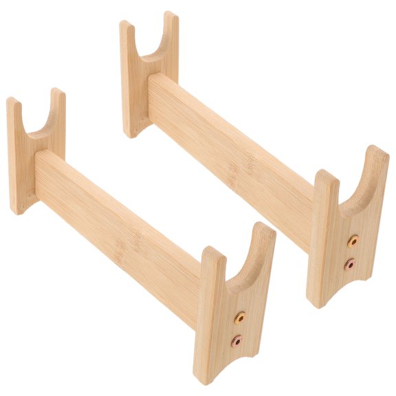 ETEREAUTY 2Pcs Baking Rolling Pin Stand Wood Material Beige Kitchen Rack for Neat Roller Storage