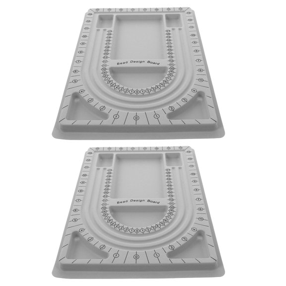ETEREAUTY 2Pcs Beading Organizer Tray Grey Jewelry Design Plate for Necklace and Bracelet Storage
