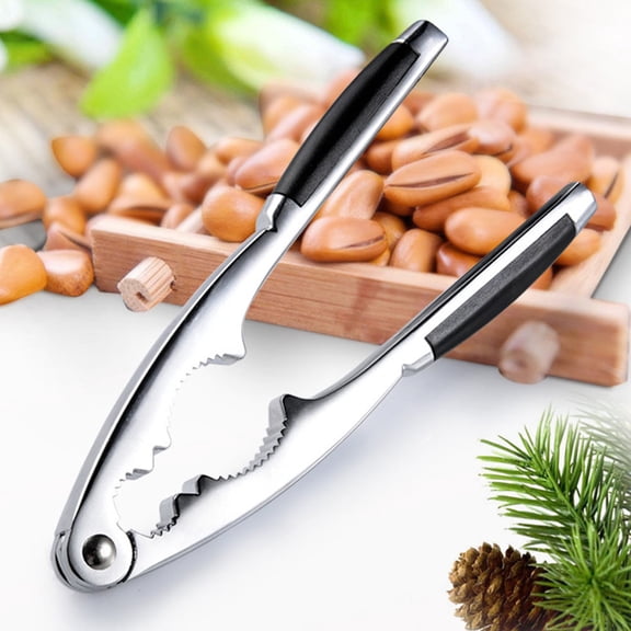 ETEREAUTY 2Pcs Black Handheld Walnut Clip and Crab Cracker Tool with Ergonomic Handle for Shell Opening