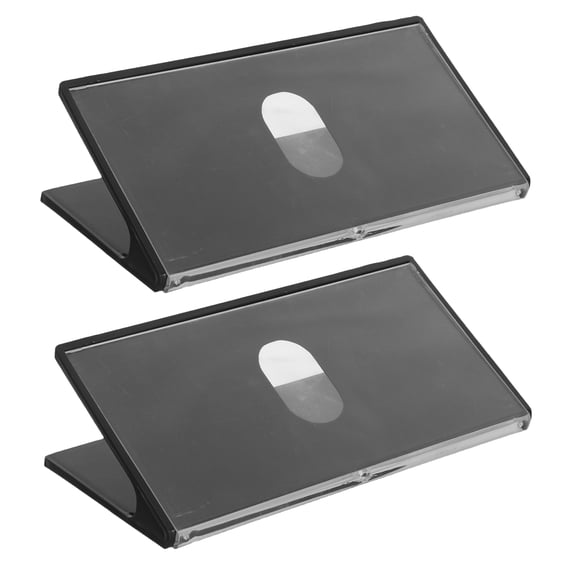 ETEREAUTY 2Pcs Black V Shape Desk Name Holder Plastic Tent Sign for Professional Meeting and Event Seating