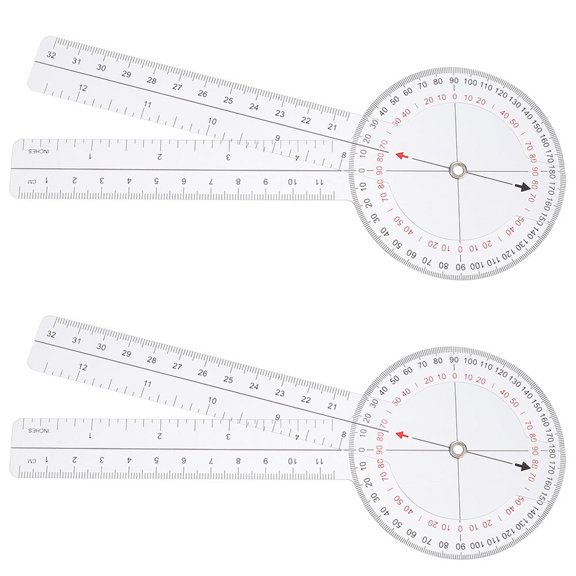 ETEREAUTY 2Pcs Clear Angle Protractor Ruler Plastic Folding Angle Measuring Tool for Drafting Design