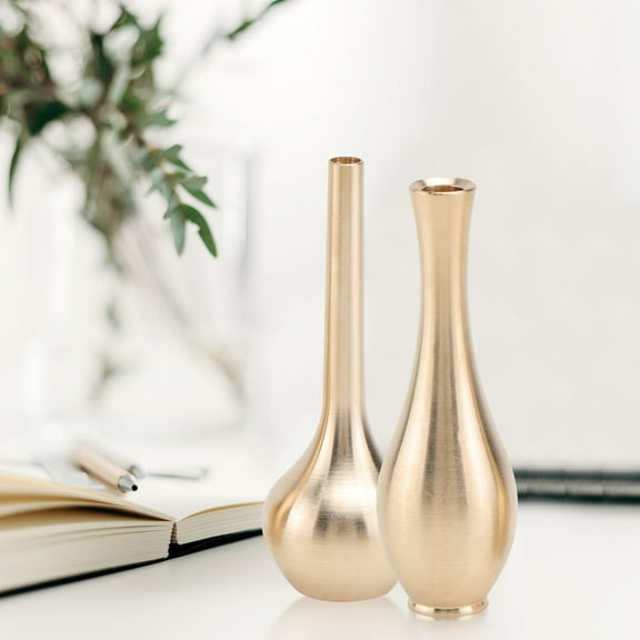 ETEREAUTY 2Pcs Compact Brass Vases for Sophisticated Flower Display and Interior Design