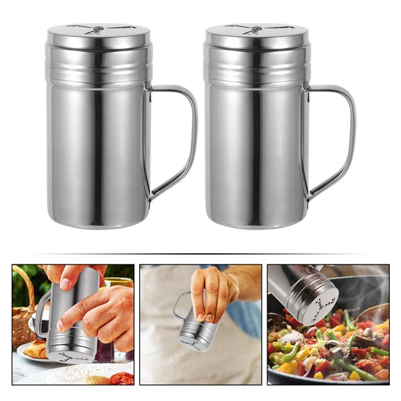ETEREAUTY 2Pcs Kitchen Seasoning Bottle Stainless Steel Salt and Pepper Dispenser Reusable