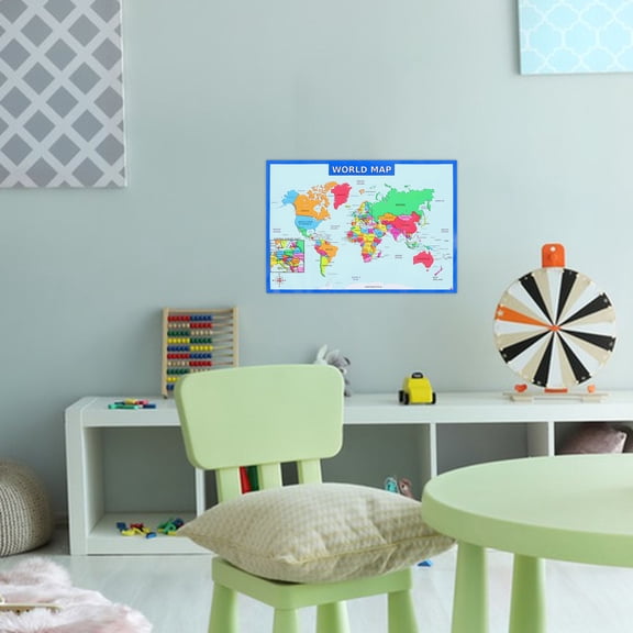 ETEREAUTY 2Pcs Kids Maps World Map Poster Aesthetic UV Paper for Children Room Decoration