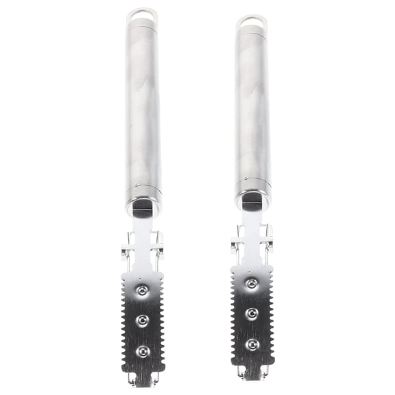 ETEREAUTY 2Pcs Manual Pig Hair Scraper with Comfortable Handle Plated Silver Stainless Steel Razor