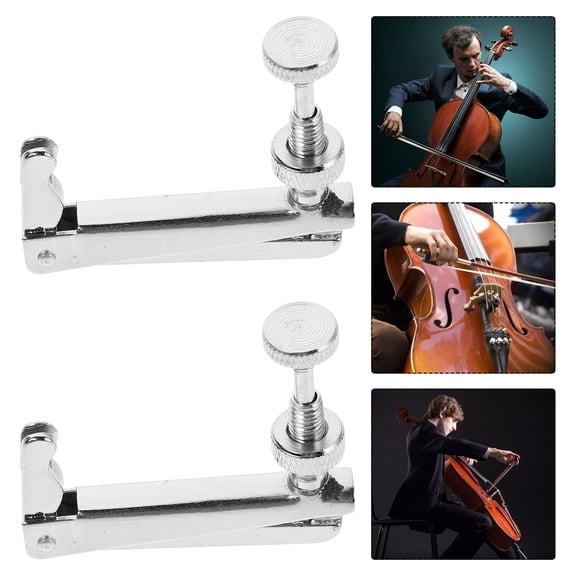 ETEREAUTY 2Pcs Precision Silver Stainless Steel Universal Cello Tuner Fine Screw Adjuster for Secure String Tension