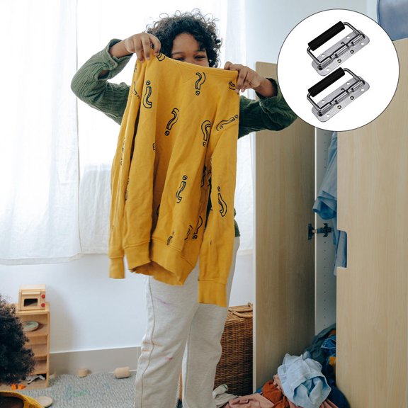 ETEREAUTY 2Pcs Premium Stainless Steel Folding Handle with Rubber Grip for Case and Door Use