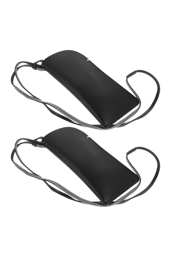 2Pcs Portable Glasses Organizer Pouch Black PU with Drop Proof Design for Travel Use