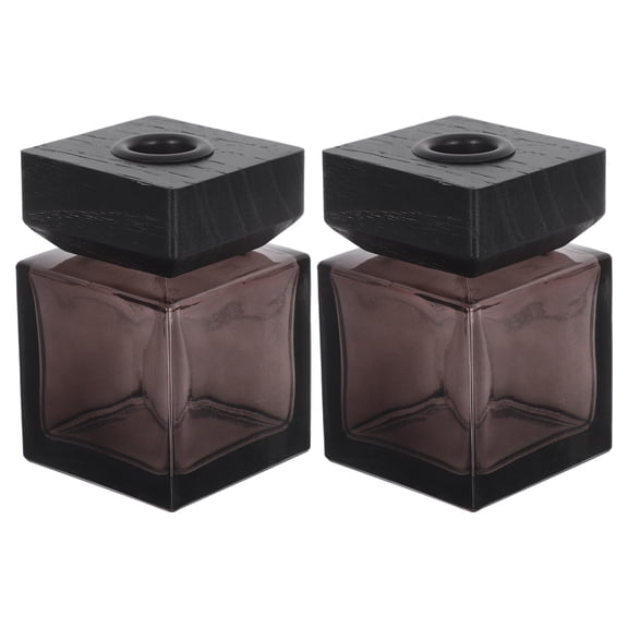 ETEREAUTY 2pcs Refillable Glass Diffuser Bottle with Wooden Lid 100ml 3.4oz