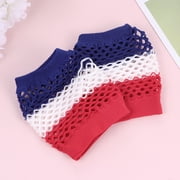 ETEREAUTY 3 Pairs US Flag Half Finger Fishnet Gloves, Lightweight Elastic Party Gloves for Women and Men