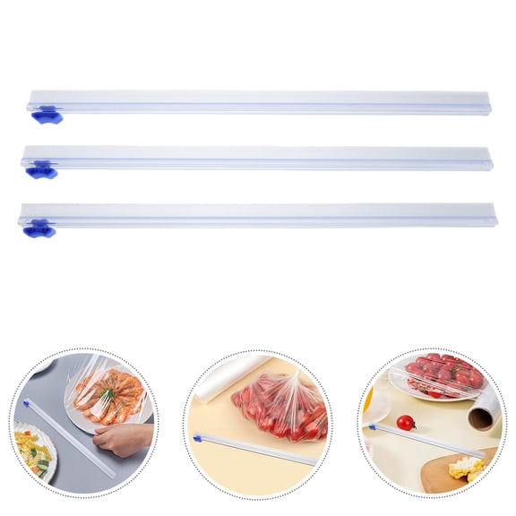 ETEREAUTY 3Pcs Food Wrap Cutter Transparent Plastic Slide Cutter for Cling Film Parchment and Wax Paper