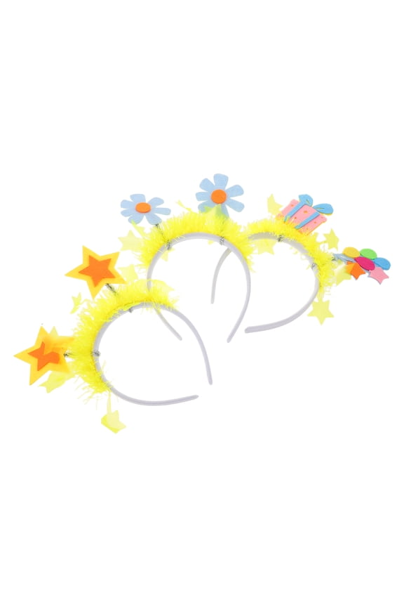3Pcs Neon Glow Star Hair Bands for Birthday Parties and Rave Events in Assorted Colors