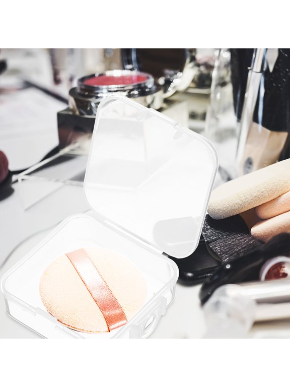 4 Pcs Beauty Sponge Case Travel Friendly with Clamshell Design in Transparent Plastic