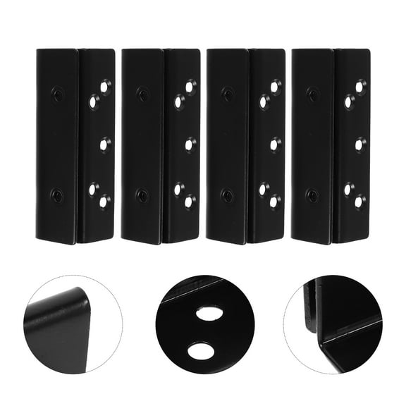 ETEREAUTY 4Pcs Bed Rail Connection Hardware Black Support Brackets for Furniture Assemblers Assembly