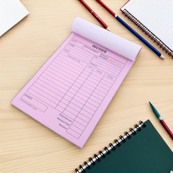 ETEREAUTY 4Pcs Carbon Copy Order Form Multi Color 2 Part Invoice Pad for Small Business Transactions